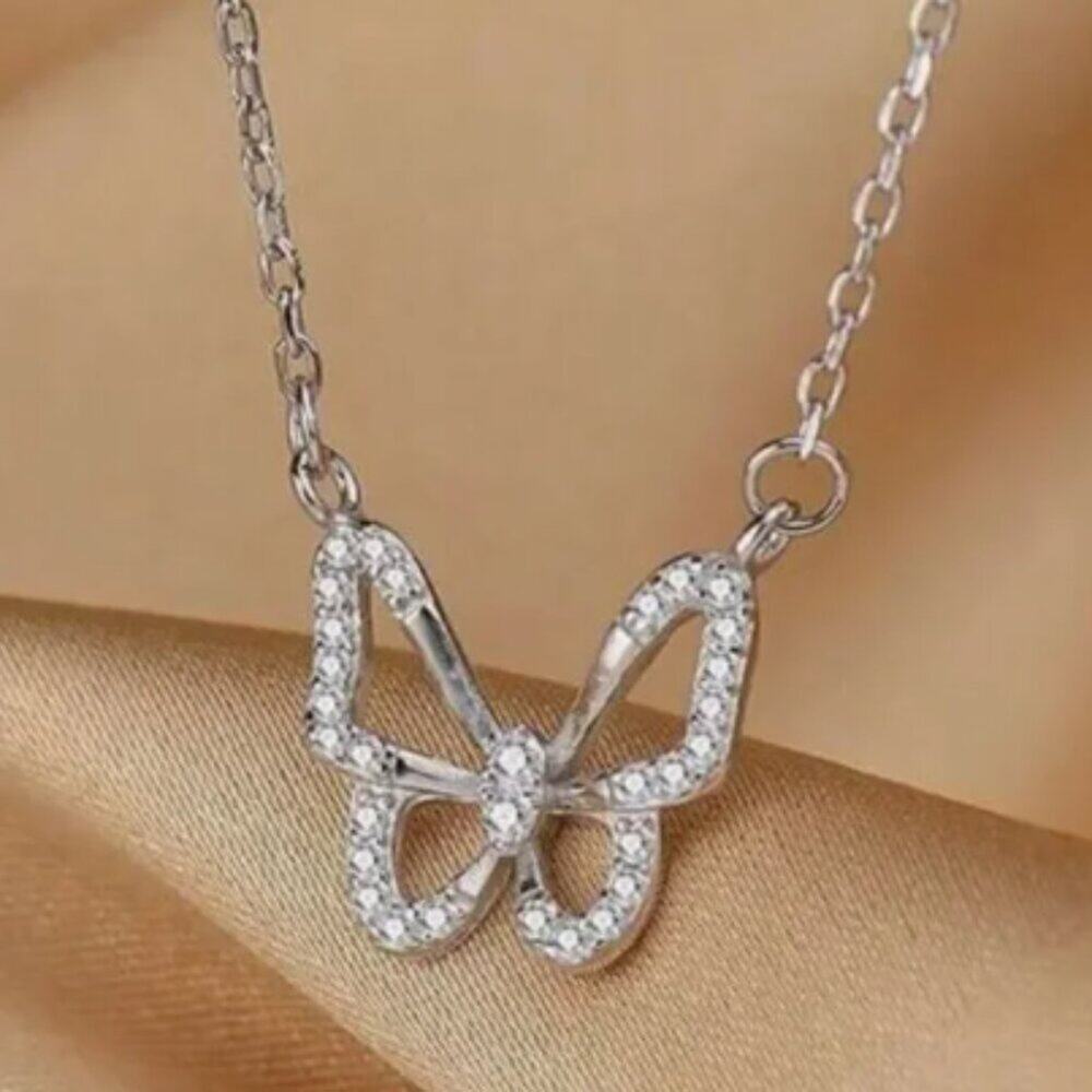 NWT, Silver Butterfly Pendant Necklace